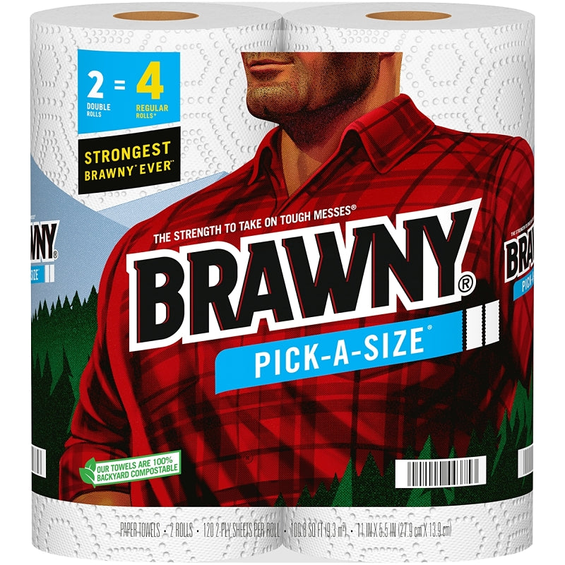 Brawny Pick-A-Size 44375 Paper Towel, 5-1/2 in L, 11 in W, 2-Ply, 2/PK