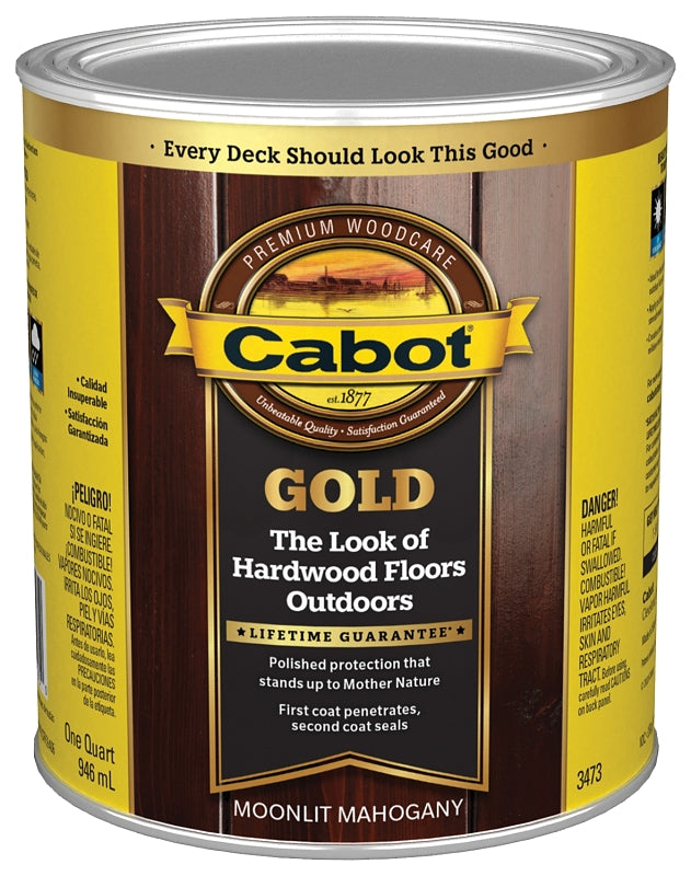 Cabot 140.0003473.005 Wood Conditioning Stain, Gold Satin, Liquid, Moonlit Mahogany, 1 qt, Can