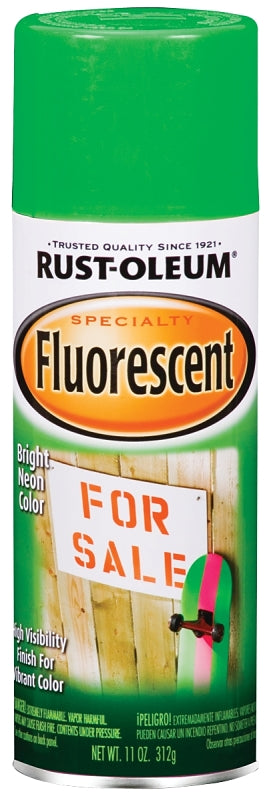 Rust-Oleum 342417 Specialty Paint, Flat/Matte, Fluorescent Green, 11 oz, Aerosol Can