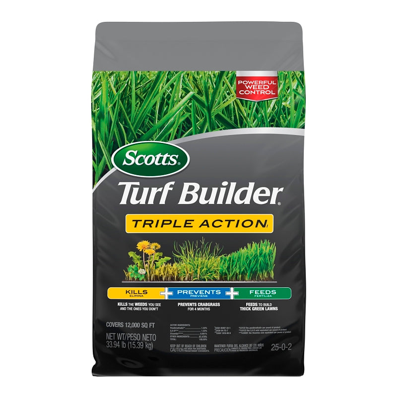 Scotts Turf Builder 26002A Triple-Action Fertilizer, 50 lb Bag, Granular, 16-0-1 N-P-K Ratio