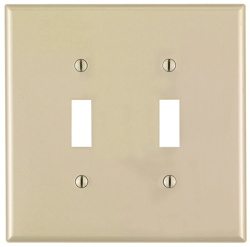 Leviton 00PJ2-00T Switch Wallplate, 4-7/8 in L, 3-1/8 in W, 2 -Gang, Nylon, Light Almond