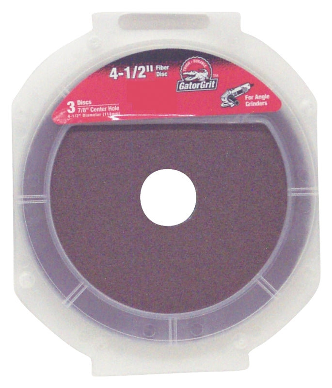 Gator 3073 Fiber Disc, 4-1/2 in Dia, 36 Grit, Extra Coarse, Aluminum Oxide Abrasive, Fiber Backing