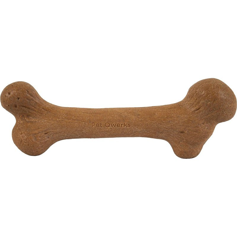 Petmate BarkBone 36037 Dog Toy, S, Peanut Butter, Chew Toy, Natural Instincts Infused Wood Dinosaur, Nylon