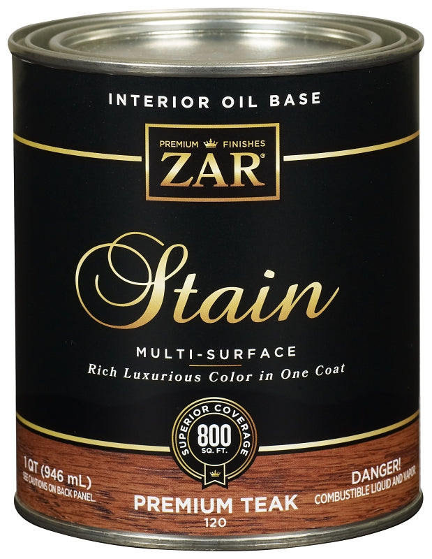 ZAR 12012 Wood Stain, Premium Teak, Liquid, 1 qt, Can