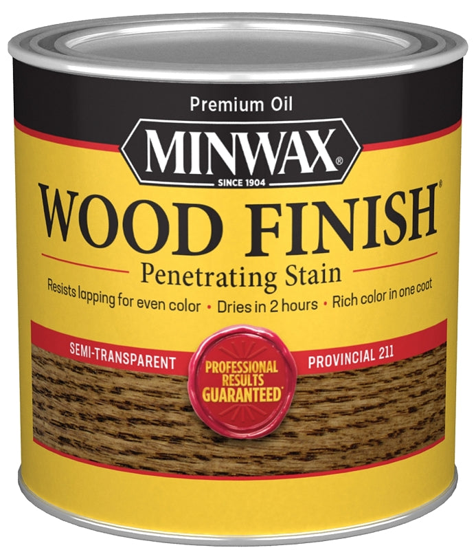 Minwax 221104444 Wood Stain, Satin, Provincial, Liquid, 0.5 pt, Can