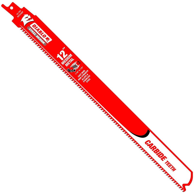 Diablo DS1210CF Reciprocating Saw Blade, 12 in L, 10 TPI, Carbide Cutting Edge, 1/PK