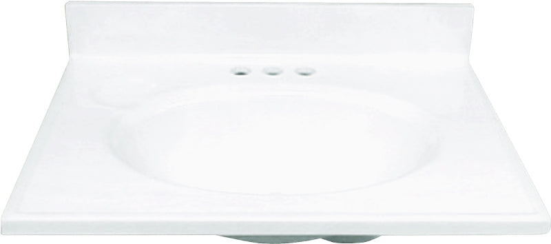 Foremost WS-1925 Vanity Top, 25 in OAL, 19 in OAW, Marble, Solid White, Countertop Edge