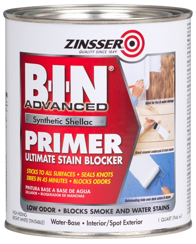 Zinsser 271009 Advanced Synthetic Primer, Flat, Matte, White, 1 qt, Can