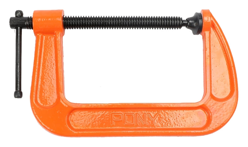 Pony 2650 Light-Duty C-Clamp, 1300 lb Clamping, 5 in Max Opening Size, 3 in D Throat, Cast Iron Body, Black Body