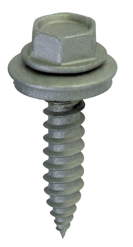 Teks 21404 Roofing Screw, #9 Thread, Coarse Thread, Hex Drive, Sharp Point, Steel, Zinc, 100 PK