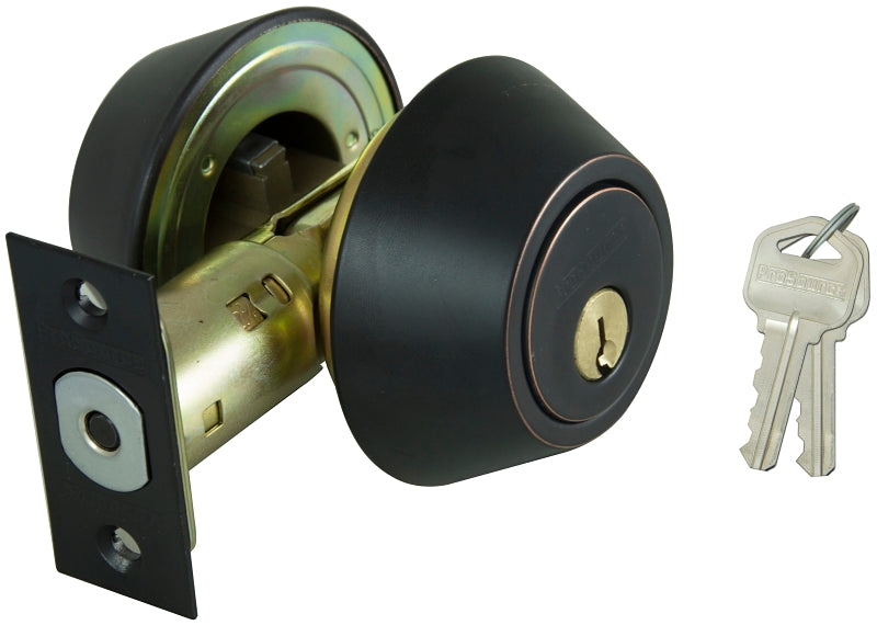 ProSource DBX2V-PS Deadbolt, 3 Grade, Aged Bronze, 2-3/8 to 2-3/4 in Backset, KW1 Keyway, 1-3/8 to 1-3/4 in Thick Door