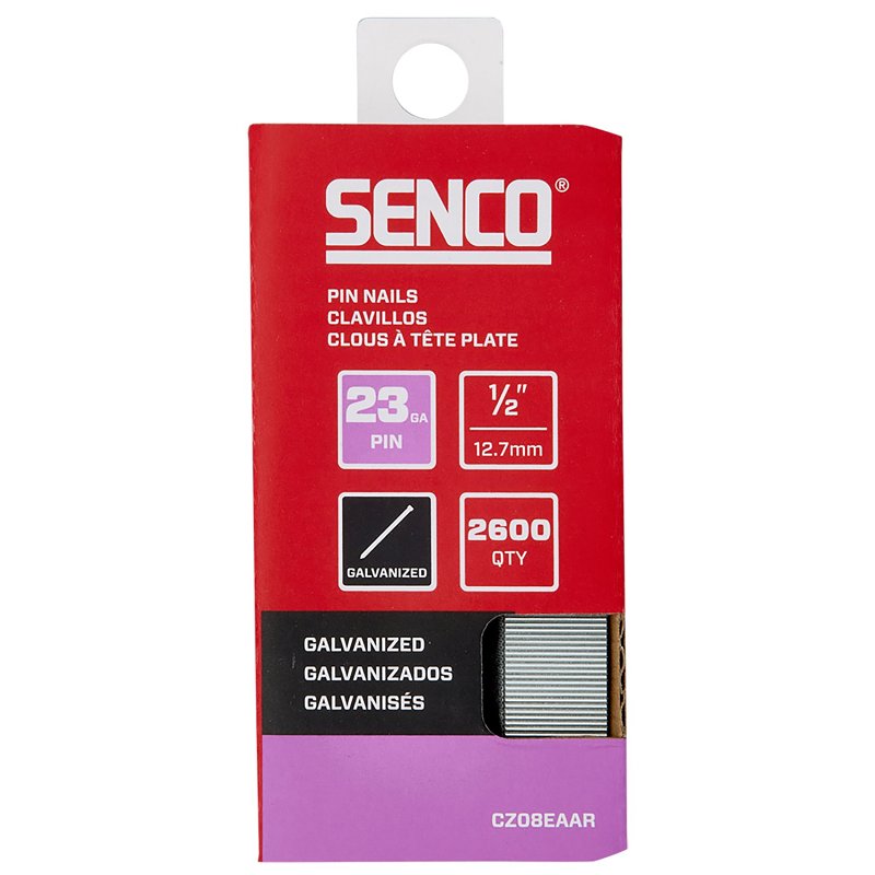 Senco CZ08EAAR Micro Pin Strip, 1/2 in L, 23 ga, Galvanized/Plain, Headless