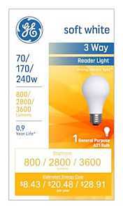 GE Industrial Solutions 15846 Incandescent Bulb, 70/240 W, A21 Lamp, Medium E26 Lamp Base, 3600 Lumens