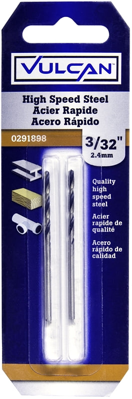 Vulcan Jobber Drill Bit, 3/32 in Dia, 2-1/4 in OAL, Straight Shank