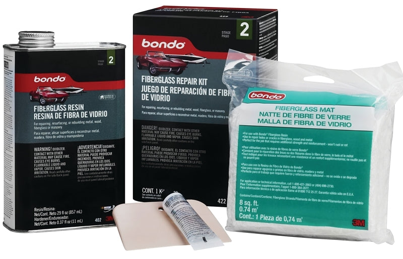 Bondo 422 Fiberglass Resin Repair Kit, Liquid, Pungent Organic