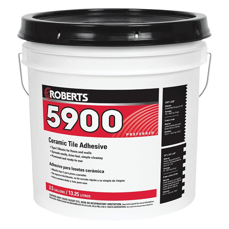 QEP 5900-3 Ceramic Tile Adhesive, Off-White, 3.5 gal Pail