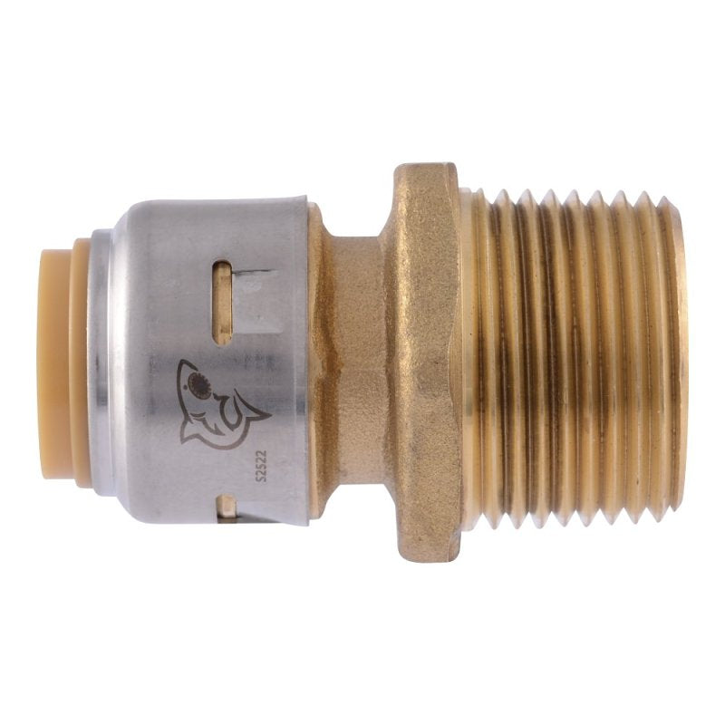 SharkBite Max UR116A Pipe Coupling, 1/2 in PTC x 3/4 in MNPT, Brass, 250 psi Pressure