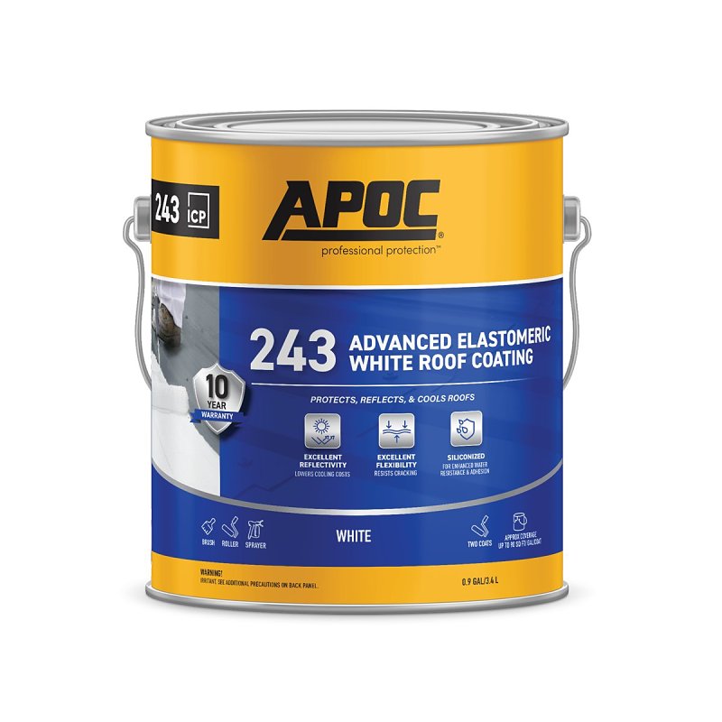 APOC AP-243 Series AP-2431 Advanced Elastomeric Roof Coating, White, 1 gal, Pail, Liquid