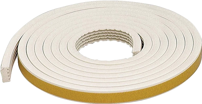 M-D 63669 Weatherstrip Tape, 19/32 in W, 10 ft L, EPDM Rubber, White