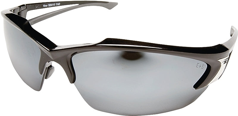 Edge SDK117 Non-Polarized Safety Glasses, Unisex, Polycarbonate Lens, Half Wraparound Frame, Nylon Frame, Black Frame