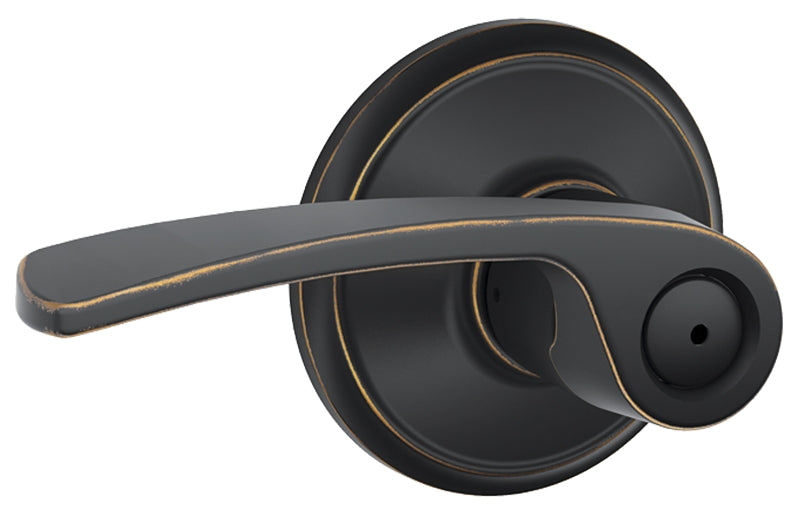 Schlage F Series F40VMER716 Privacy Lever, Mechanical Lock, Aged Bronze, Metal, Residential, 2 Grade