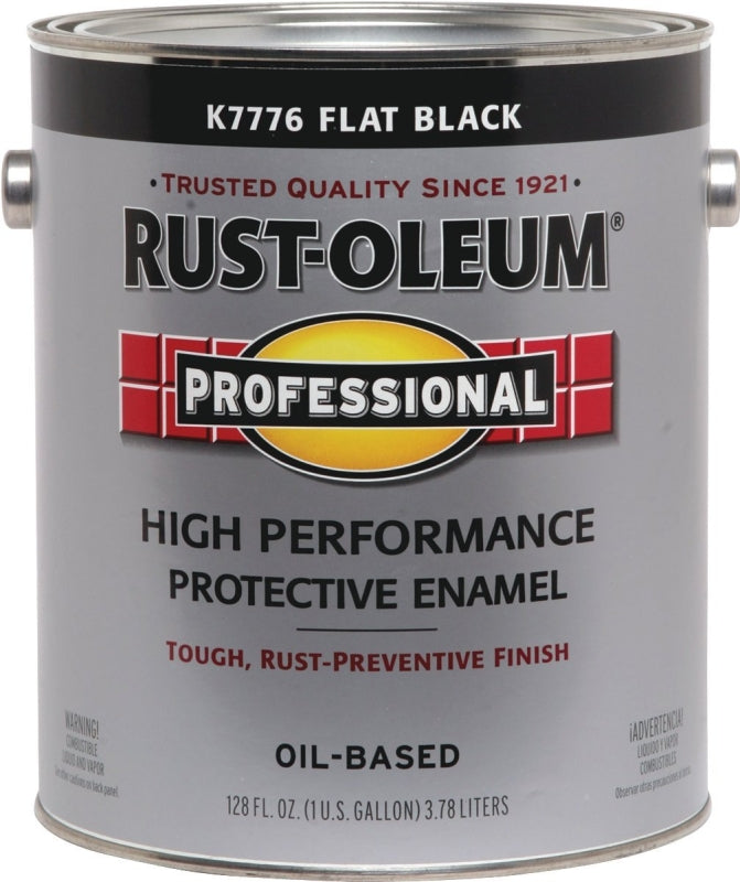 RUST-OLEUM PROFESSIONAL K7776402 Protective Enamel, Flat, Black, 1 gal Can