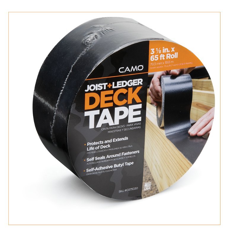 Camo 0375030 Deck Tape, 65 ft L, 3-1/8 in W, Polypropylene Backing, Black