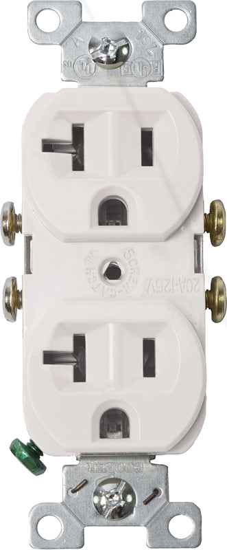 Eaton Wiring Devices 877W-BOX Duplex Receptacle, 2 -Pole, 20 A, 125 V, Side Wiring, White