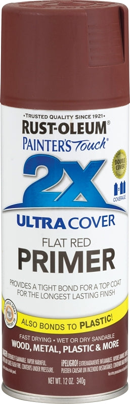 Rust-Oleum Painter's Touch 2X Ultra Cover 334018 General Purpose Primer, Red, Flat, 12 oz