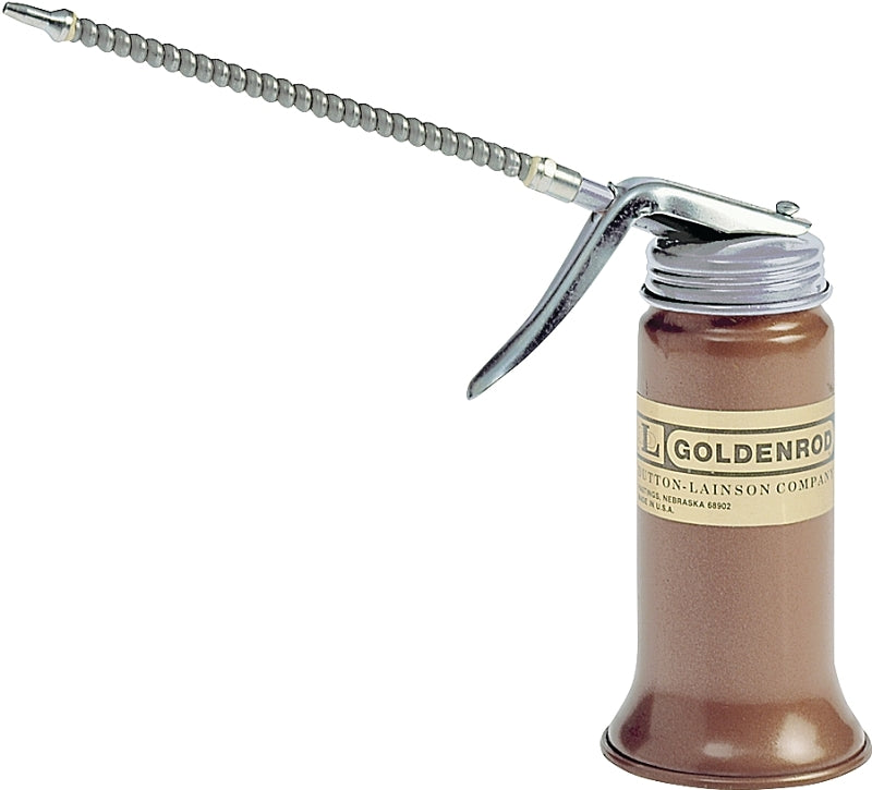 DL Goldenrod 606 Pistol Pump Oiler, 6 oz Capacity, Flexible Spout, Steel, Powder-Coated Copper Bronze