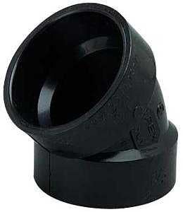 IPEX Drainway Series 027240 Pipe Elbow, 1-1/4 in, Hub, 45 deg Angle, ABS, Black