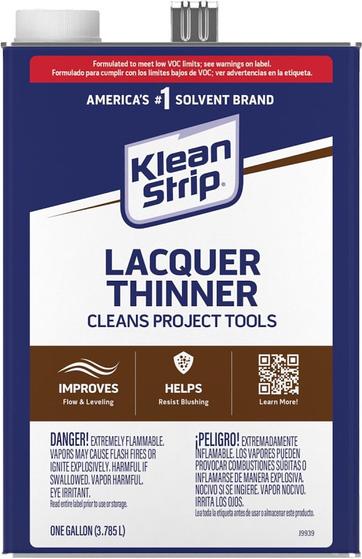 Klean Strip QML170SC Lacquer Thinner, Liquid, Characteristic Ketone, Clear, 1 qt, Can