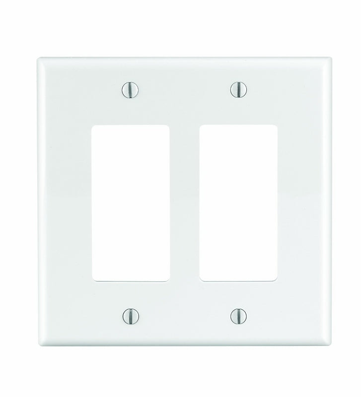 Leviton PJ262-W Wallplate, 4.88 in L, 4.94 in W, 2-Gang, Nylon, White