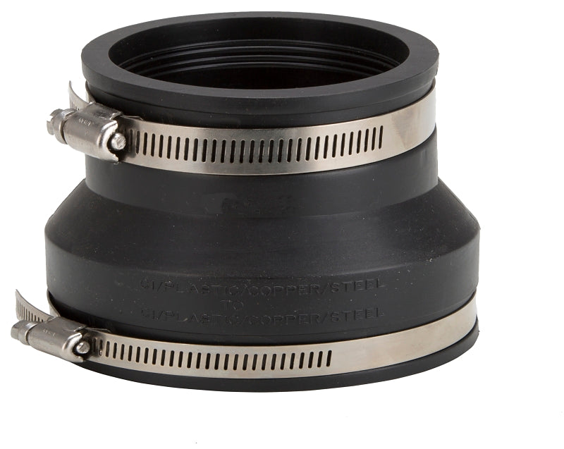 ProSource Coupling, 6 x 4 in, PVC, Black