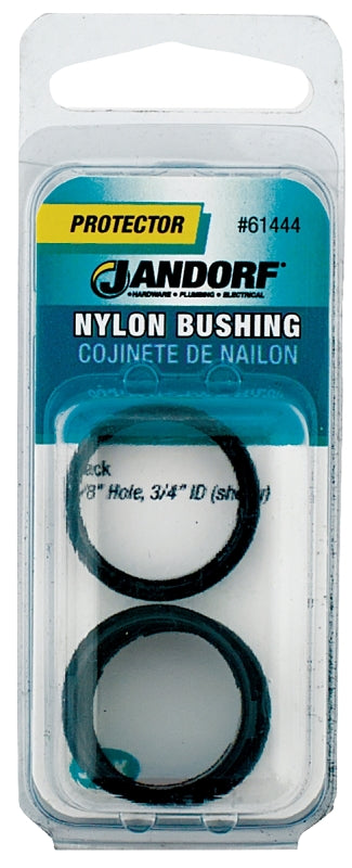 Jandorf 61444 Conduit Bushing, Nylon, Black, 3/4 in Dia Panel Hole, 1/4 in Thick Panel