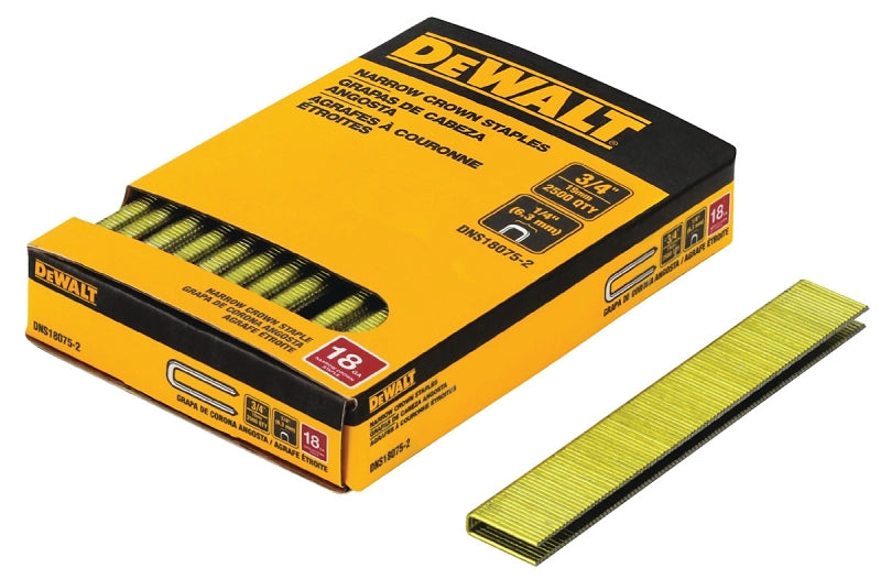 DEWALT DNS18075-2 Crown Staple, 1/4 in W Crown, 3/4 in L Leg, 18, Steel