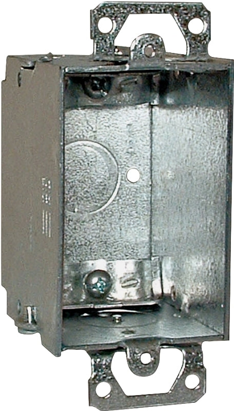 Raco 519 Switch Box, 1-Gang, 5-Knockout, 1/2 in Knockout, Steel, Gray, Galvanized