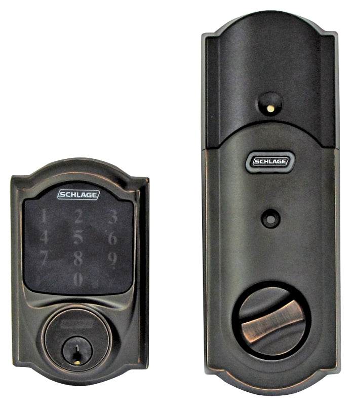 Schlage Connect Series BE469ZPVCAM716 Electronic Deadbolt, Aged Bronze, Residential, 1 Grade, Metal, Keypad Included