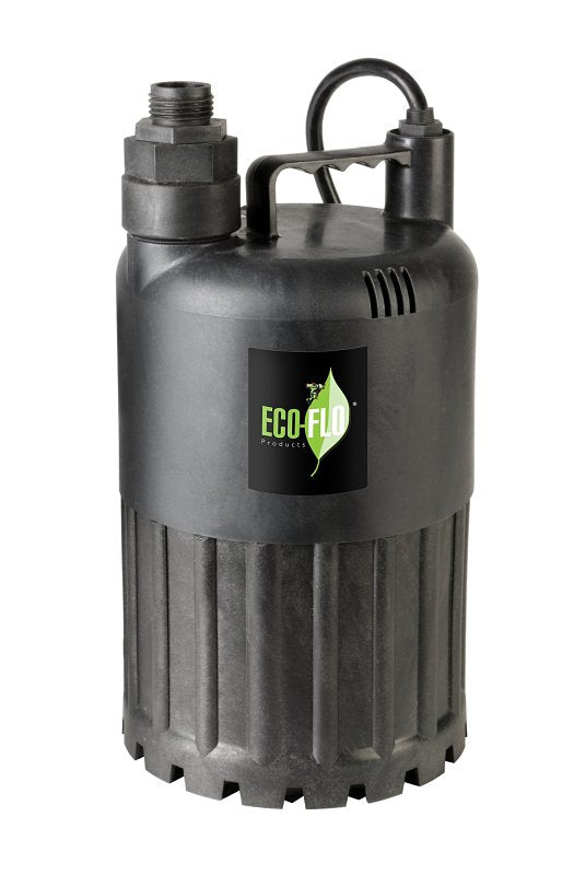 Eco-Flo SUP Series SUP80 Submersible Utility Pump, 3.3 A, 115 V, 1/2 hp, 1-1/4 in Outlet, 3180 gph, Thermoplastic