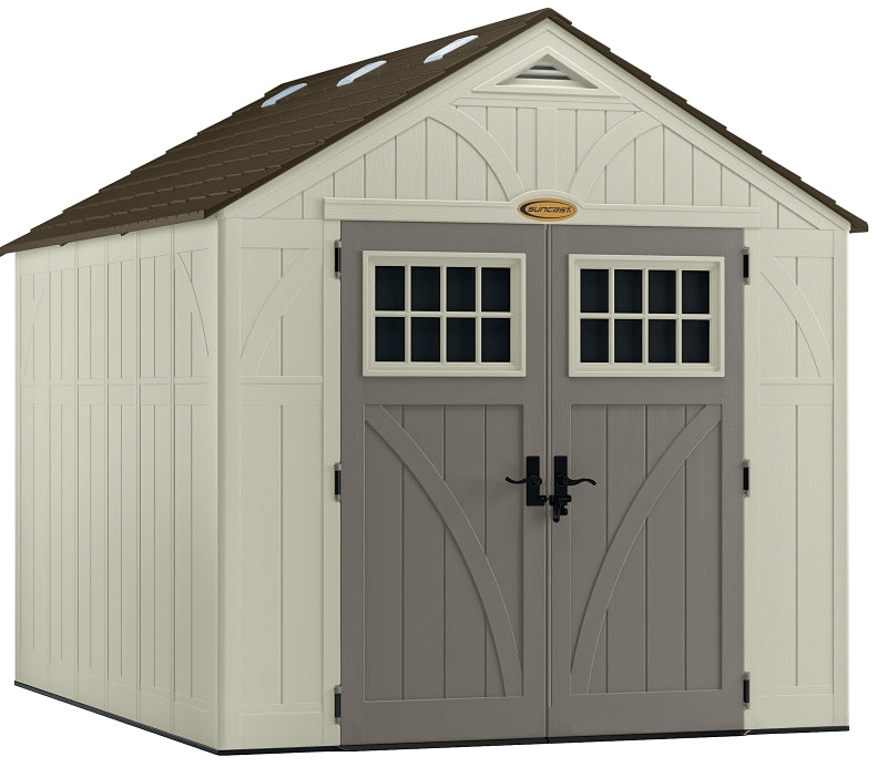 Suncast Tremont BMS8100 Storage Shed, 547 cu-ft Capacity, 8 ft 4-1/2 in W, 10 ft 2-1/4 in D, 8 ft 7 in H, Resin