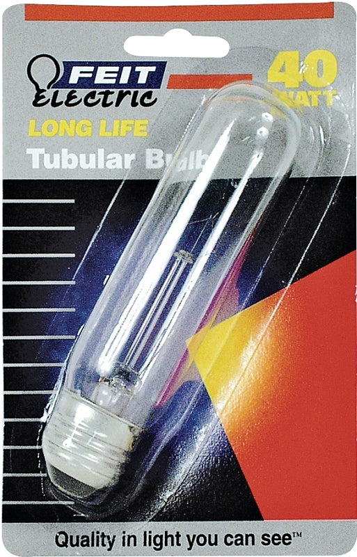 Feit Electric BP40T10 Incandescent Lamp, 40 W, T10 Lamp, Medium E26 Lamp Base, 400 Lumens, 2700 K Color Temp