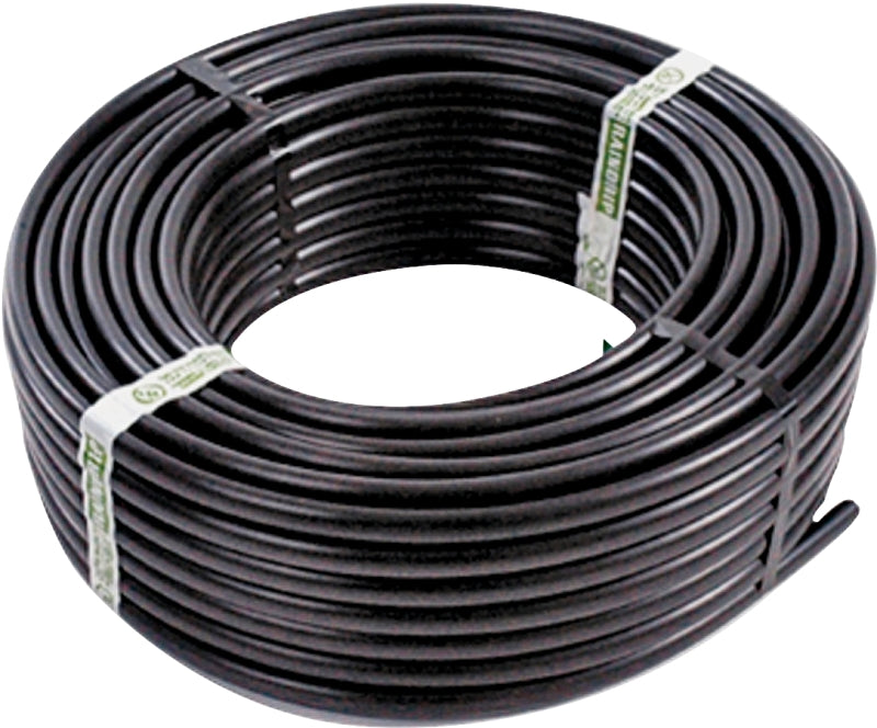 Raindrip 052010P Drip Watering Hose, 0.62 in ID, 100 ft L, Polyethylene, Black