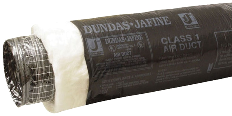 Dundas Jafine BPC425 Flexible Insulated Duct, 4 in, 25 ft L, Fiberglass/Polyester/Polyethylene, Black