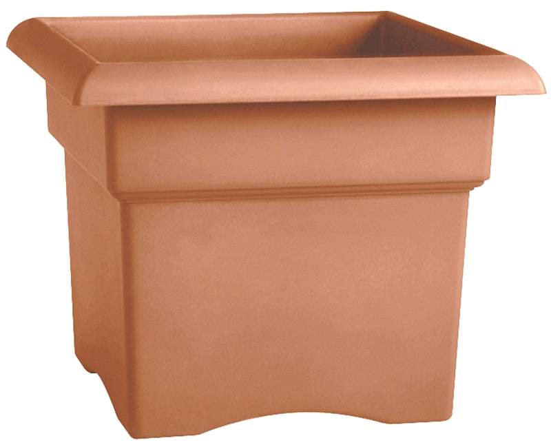 Bloem 57014C Square Deck Box Planter, 11.1 in H, 14 in W, Square, Plastic, Terra Cotta