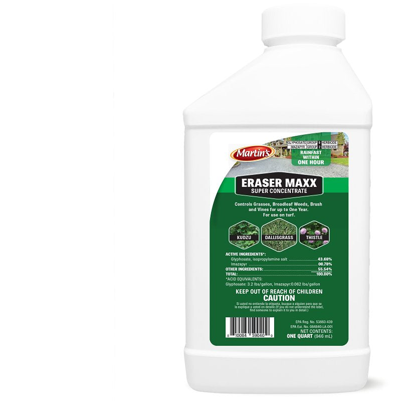 Martin's ERASER MAX 82002488 Weed Killer, Liquid, Clear Yellow, 1 qt Bottle