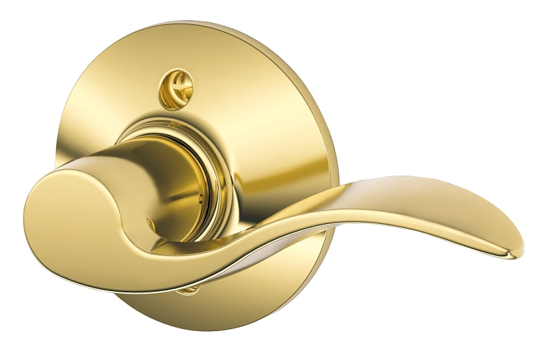 Schlage F Series F170V ACC 605 RH Right Hand Dummy Lever, Mechanical Lock, Bright Brass, Metal, Residential, Right Hand