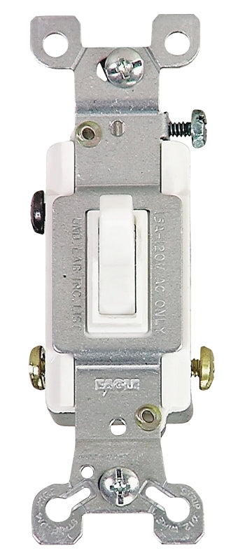 Eaton Wiring Devices 1303-7W-BOX Toggle Switch, 15 A, 120 V, Polycarbonate Housing Material, White