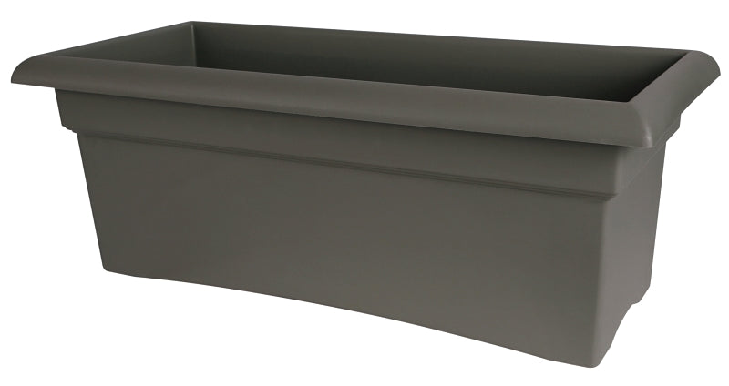 Bloem VER26908 Deck Box Planter, 10 in H, 26-1/2 in W, 11-3/4 in D, Rectangular, Veranda Design, Plastic, Charcoal