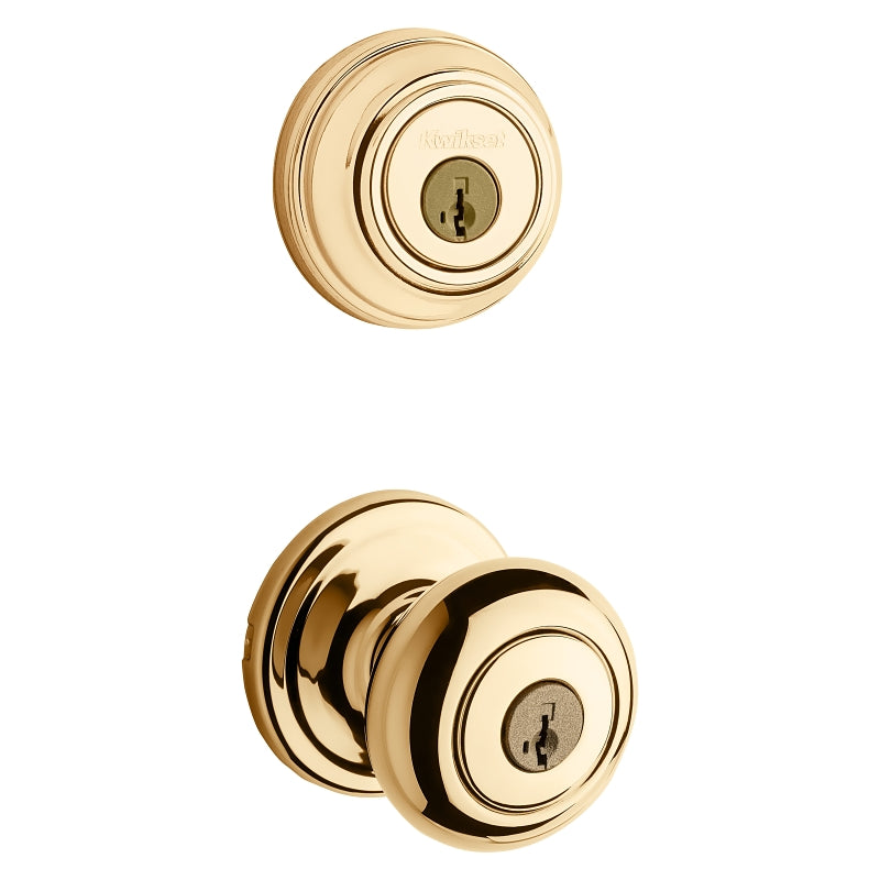 Kwikset Signature Series 991J 3 SMTCP Combination Lockset, Knob Handle, Juno Design, Polished Brass, 2 Grade