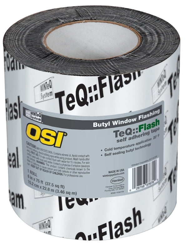 OSI 1532160 Window Flashing Tape, 75 ft L, 9 in W, Black, Self-Adhesive